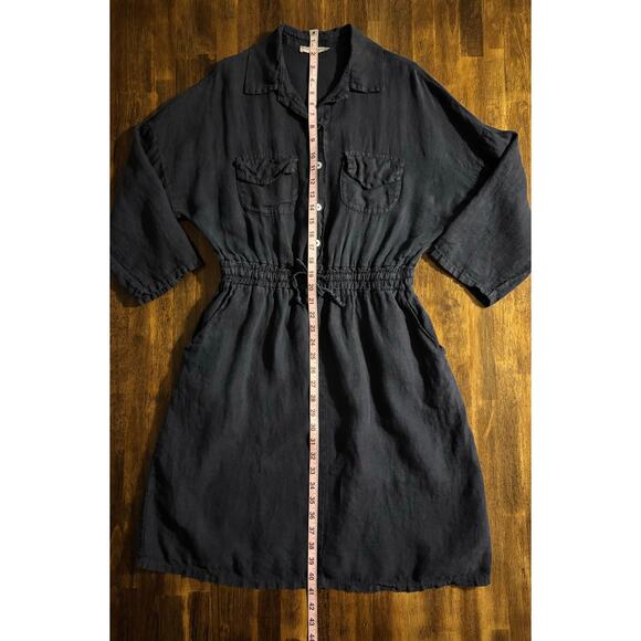 Francesca Bettini Women's Large Shirt Dress 100% Linen Collared Drawstring Waist - Picture 12 of 12